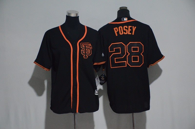 MLB Giants 28 Buster Posey Black Cool Base Youth Jersey