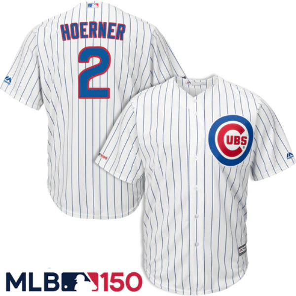 MLB Majestic Chicago Cubs 2 Nico Hoerner 150th Road Flexbase White Men Jersey