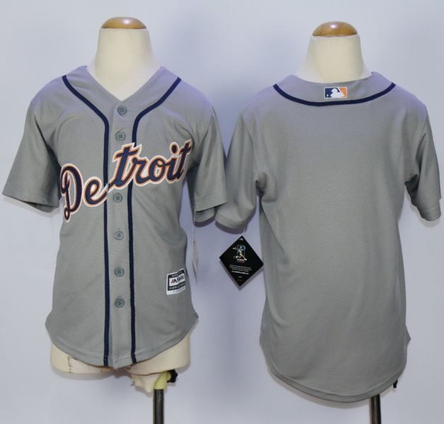 MLB Tigers Blank Grey Cool Base Youth Jersey