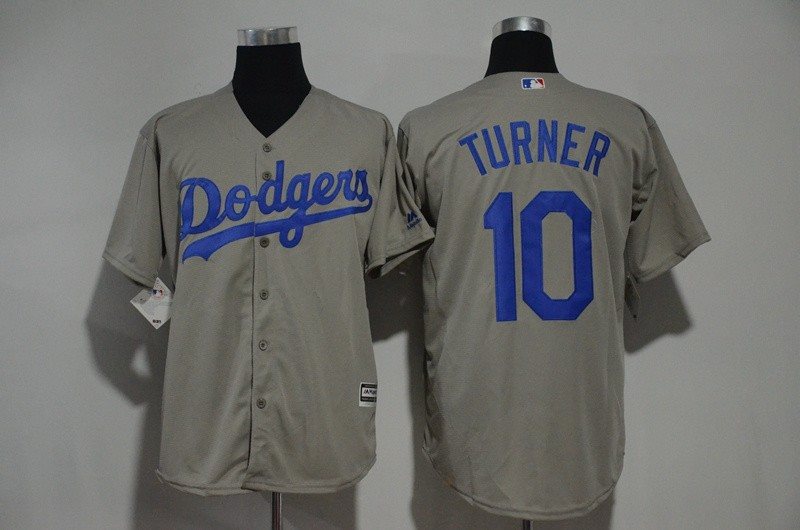 MLB Dodgers 10 Justin Turner Gray New Cool Base Men Jersey