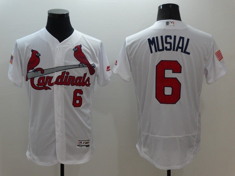MLB Cardinals 6 Stan Musial White Stars and Stripes Flexbase Men Jersey