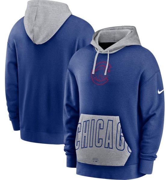 MLB Chicago Cubs Nike Royal Gray Heritage Tri Blend Pullover Hoodie