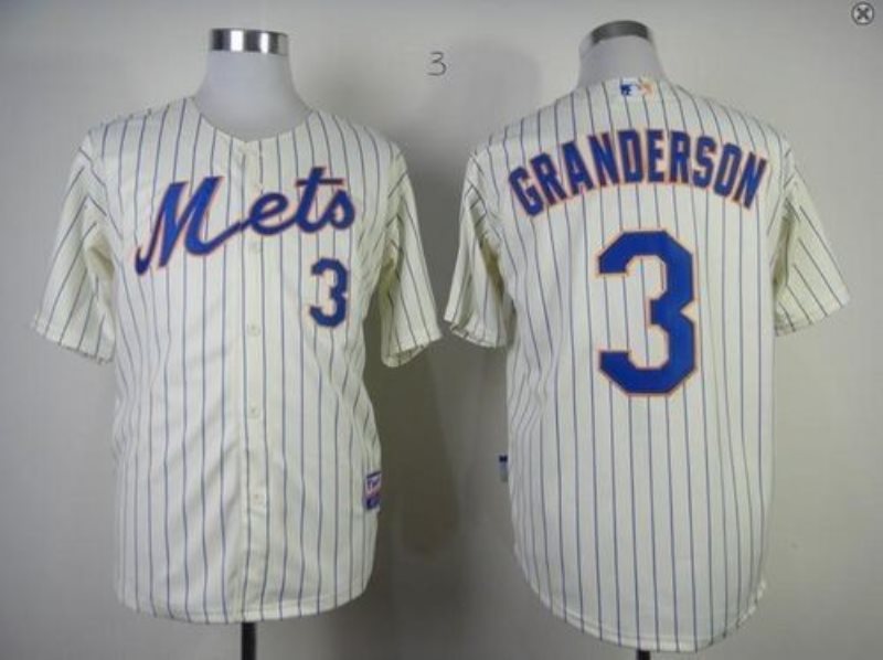 MLB Mets 3 Curtis Granderson Cream Men Jersey