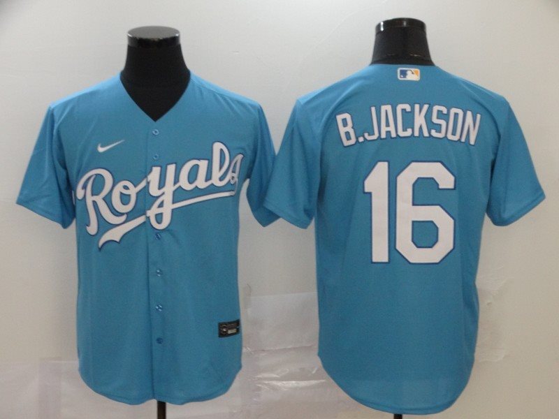 MLB Royals 16 Bo Jackson Blue 2020 Nike Cool Base Men Jersey