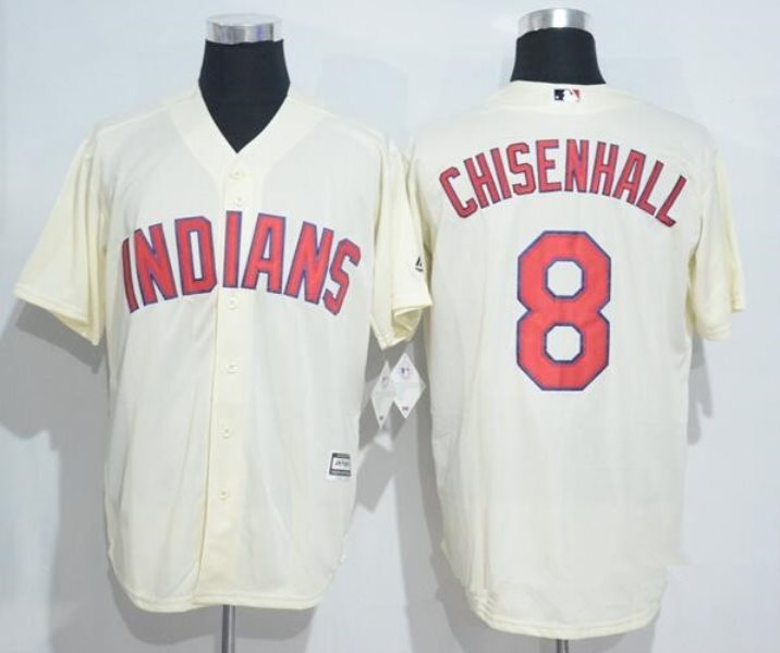 MLB Indians 8 Lonnie Chisenhall Cream Majestic Cool Base Men Jersey