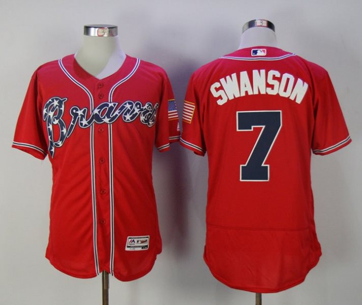 MLB Braves 7 Dansby Swanson Red Flexbase Men Jersey