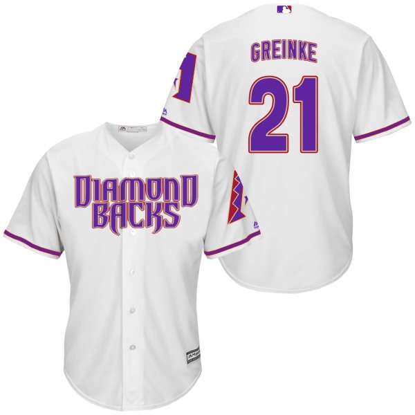 MLB Diamondbacks 21 Zack Greinke White Purple New Cool Base Men Jersey
