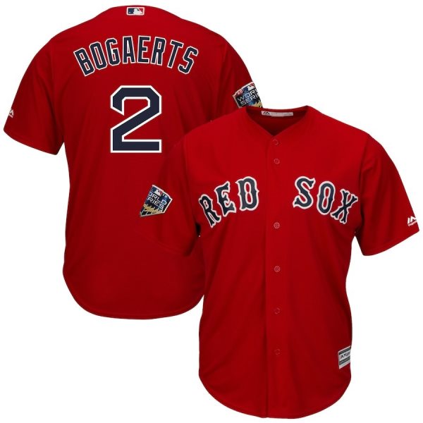 MLB Red Sox 2 Xander Bogaerts Scarlet 2018 World Series Cool Base Men Jersey