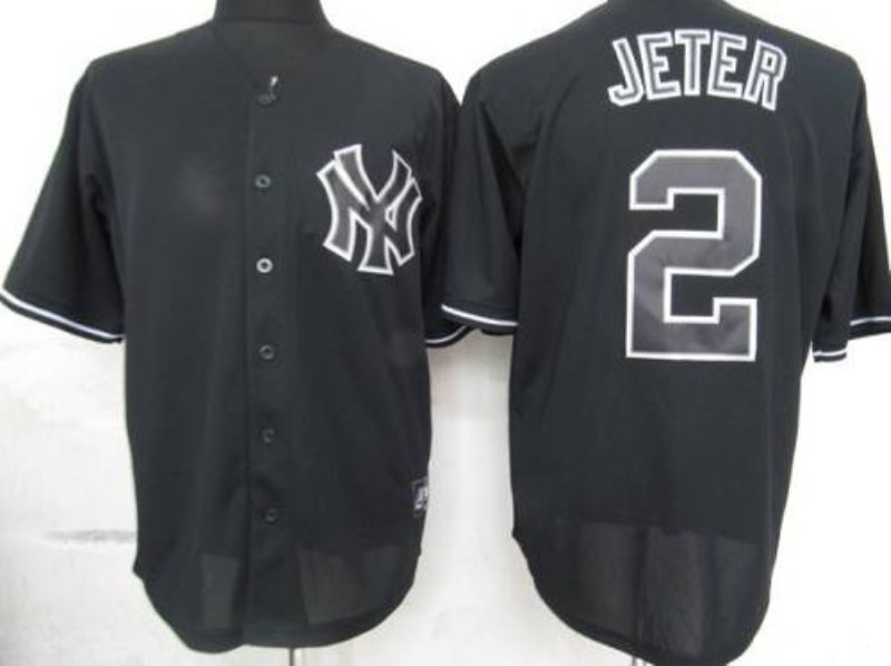 MLB Yankees 2 Derek Jeter Black Fashion Men Jersey