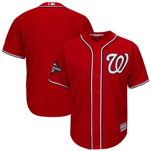 MLB Nationals Blank Red 2019 World Series Champions Cool Base Men Jersey