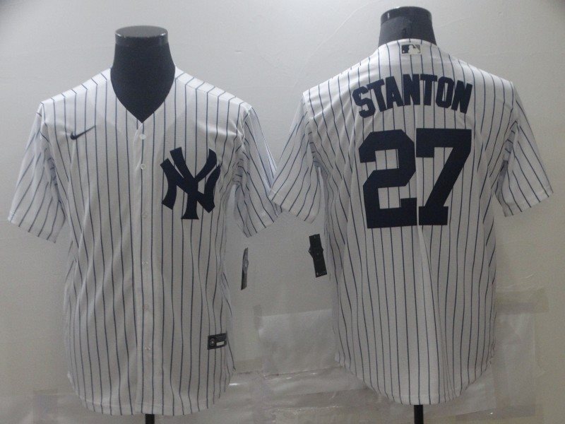 MLB Yankees 27 Giancarlo Stanton White Nike Cool Base Men Jersey