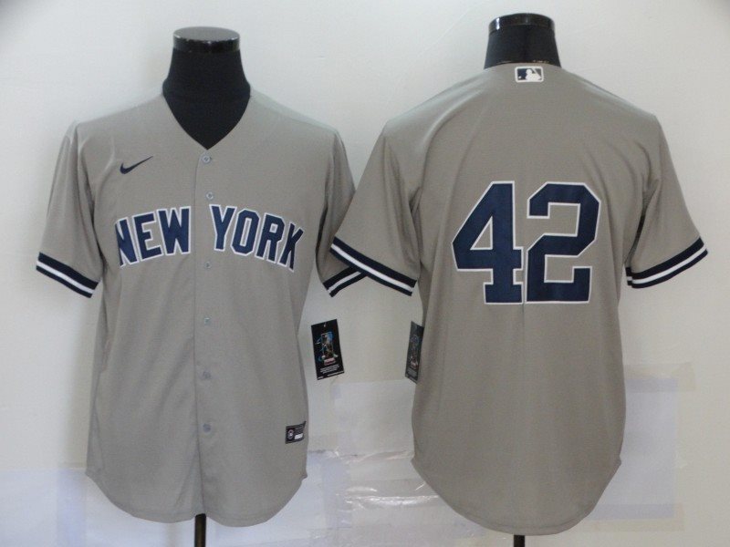 MLB Yankees 42 Mariano Rivera 2020 Nike Grey Cool Base Men Jersey