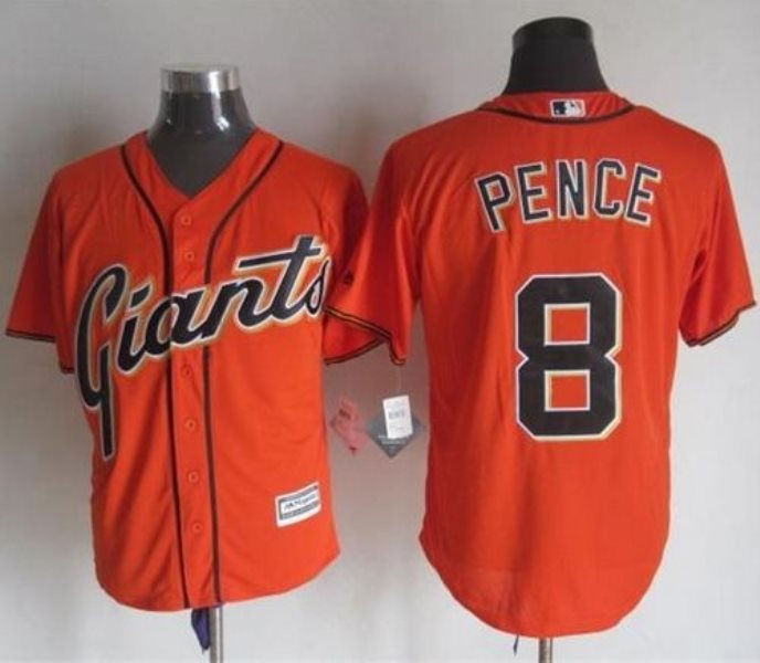 MLB Giants 8 Hunter Pence Orange Alternate New Cool Base Men Jersey