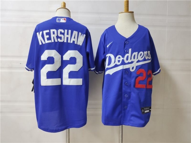 MLB Dodgers 22 Clayton Kershaw Blue Nike Cool Base Youth Jersey