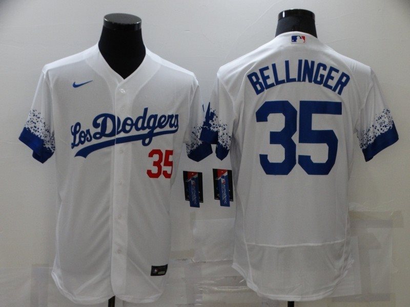 MLB Dodgers 35 Cody Bellinger White 2021 City Connect Flexbase Men Jersey