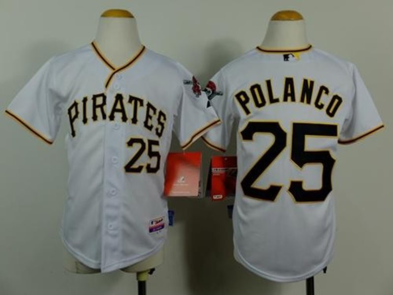 MLB Pirates 25 Gregory Polanco White Cool Base Youth Jersey