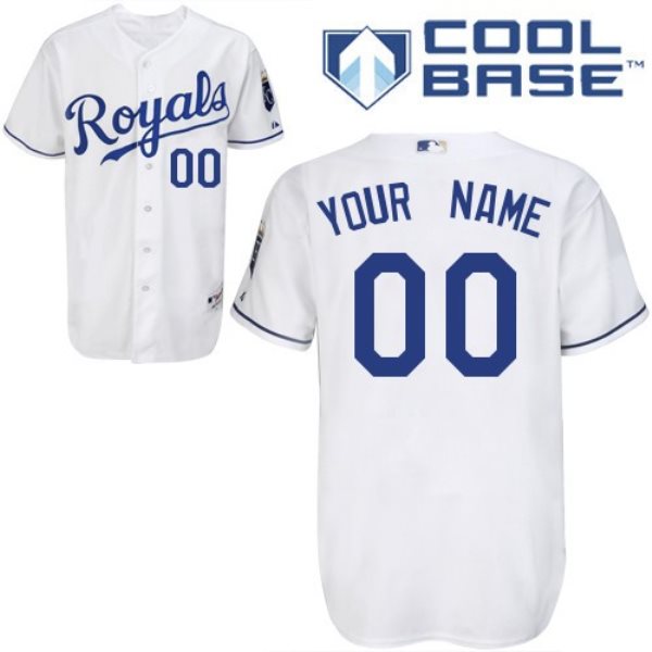 MLB Royals White Cool Base Customized Men Jersey