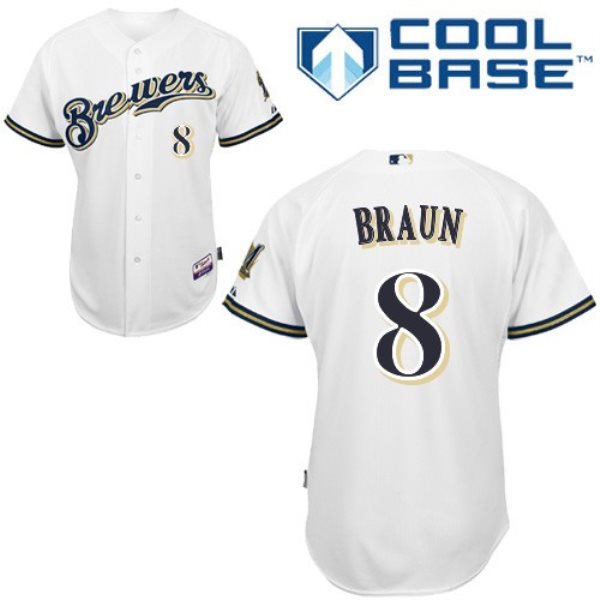 MLB Brewers 8 Ryan Braun White Youth Jersey