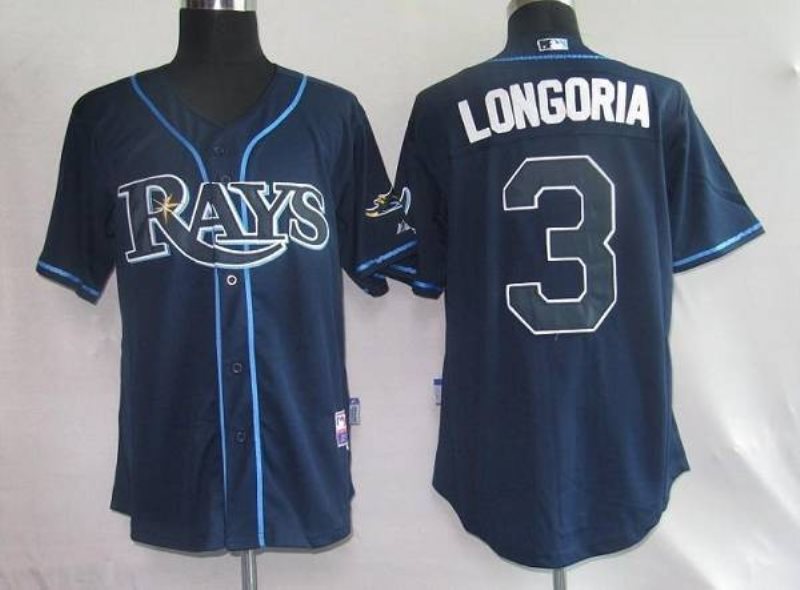 MLB Rays 3 Evan Longoria Gark Blue Men Jersey