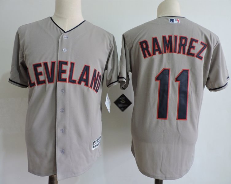 MLB Indians 11 Jose Ramirez Gray New Cool Base Men Jersey
