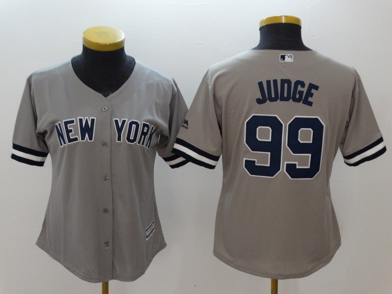 MLB Yankees 99 Aaron Judge Gray Cool Base Women Jersey