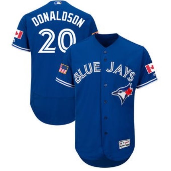MLB Blue Jays 20 Josh Donaldson Royal Blue 2018 Stars & Stripes Flex Base Men Jersey