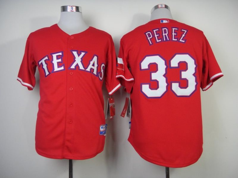 MLB Rangers 33 Martin Perez Red Men Jersey