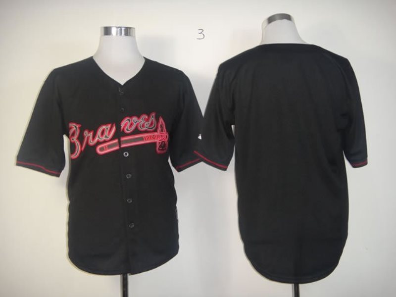 MLB Braves Blank Black Fashion Men Jersey