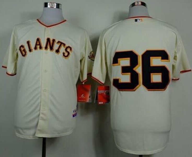 MLB Giants 36 Gaylord Perry Cream Home Cool Base Men Jersey