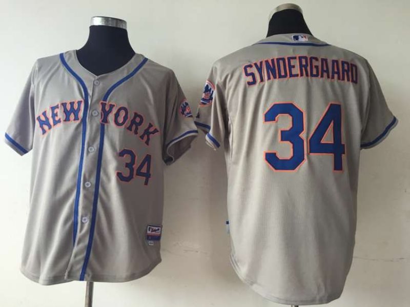 MLB Mets 34 Noah Syndergaard Grey Cool Base Men Jersey