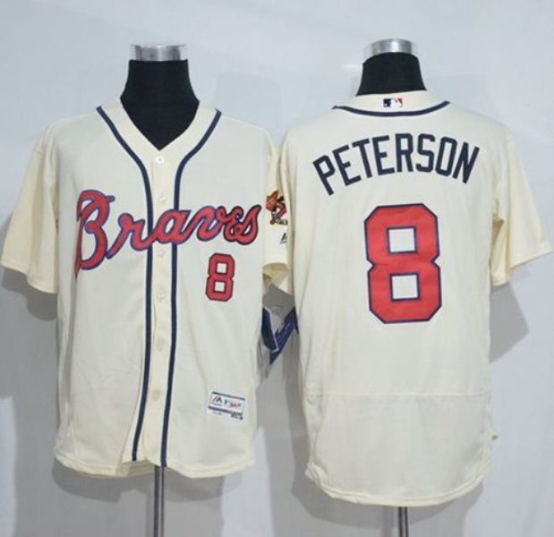 MLB Braves 8 Jace Peterson Cream Flexbase Men Jersey
