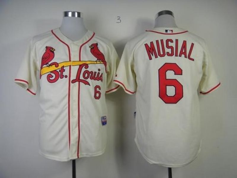 MLB Cardinals 6 Stan Musial Cream Alternate Cool Base Men Jersey