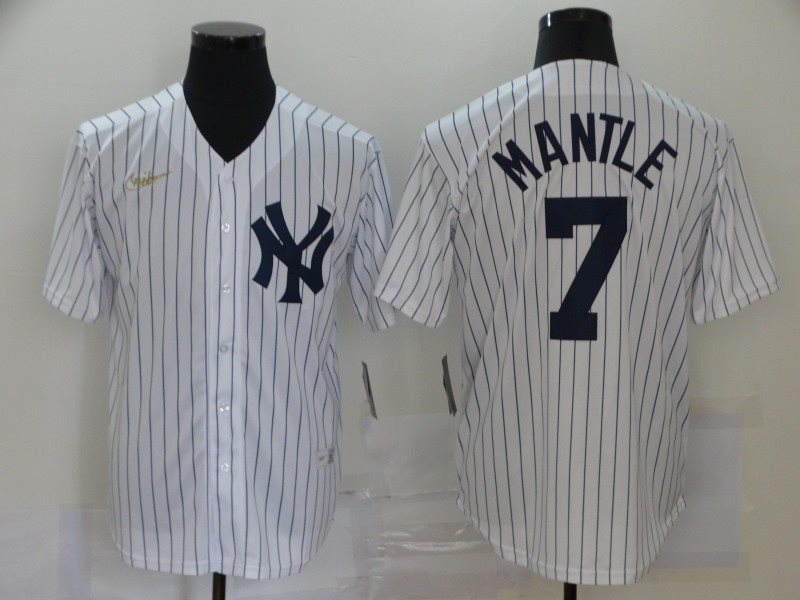 MLB Yankees 7 Mickey Mantle White 2020 New Nike Cool Base Men Jersey