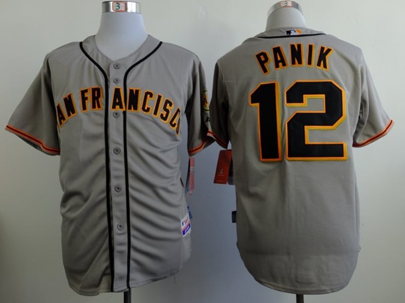 MLB Giants 12 Joe Panik Grey With Gold Color Cool Base Men Jersey