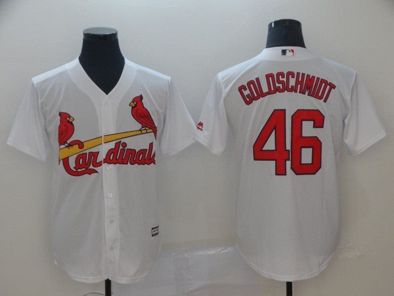 MLB Cardinals 46 Paul Goldschmidt White Cool Base Men Jersey