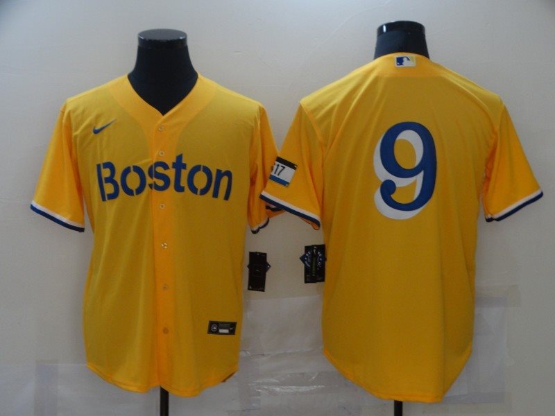 MLB Red Sox 9 Ted Williams Yellow 2021 New Cool Base Men Jersey