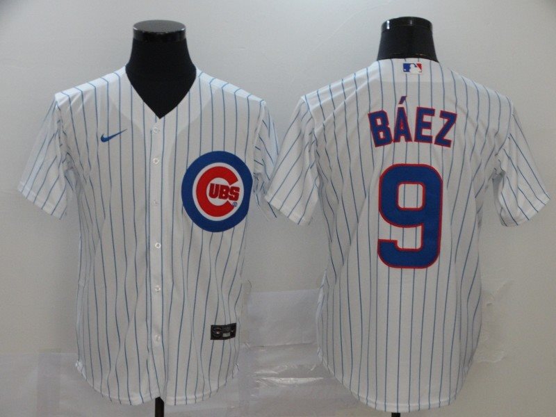 MLB Cubs 9 Javier Baez White 2020 Nike Cool Base Men Jersey