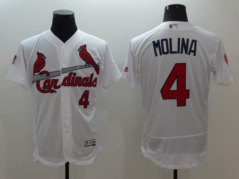 MLB Cardinals 4 Yadier Molina White Stars and Stripes Flexbase Men Jersey