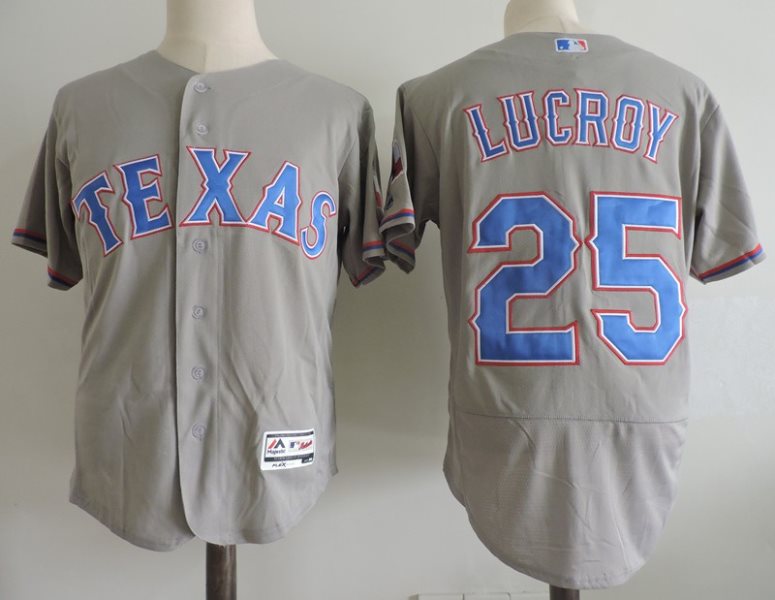 MLB Rangers 25 Jonathan Lucroy Grey Flexbase Men Jersey
