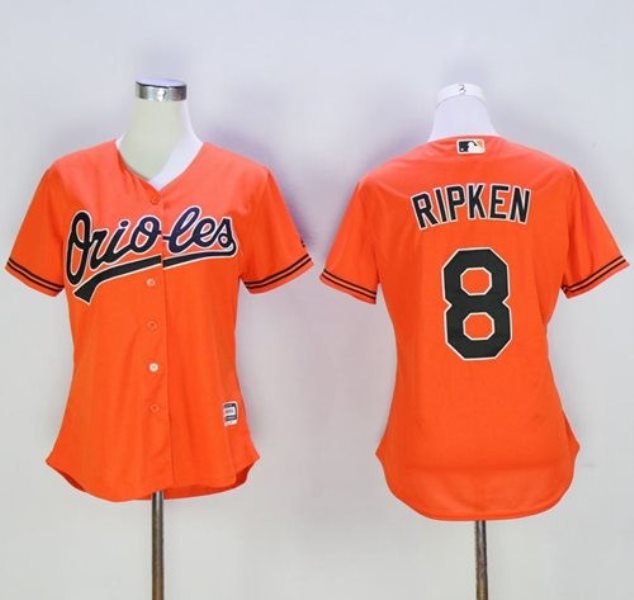 MLB Orioles 8 Cal Ripken Orange Alternate Women Jersey