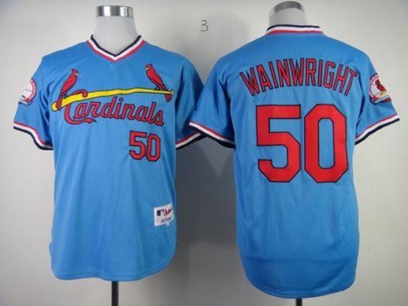 MLB Cardinals 50 Adam Wainwright Blue 1982 Turn Back The Clock Men Jersey