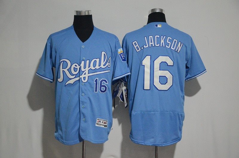 MLB Royals 16 Bo Jackson Light Blue Flexbase Men Jersey