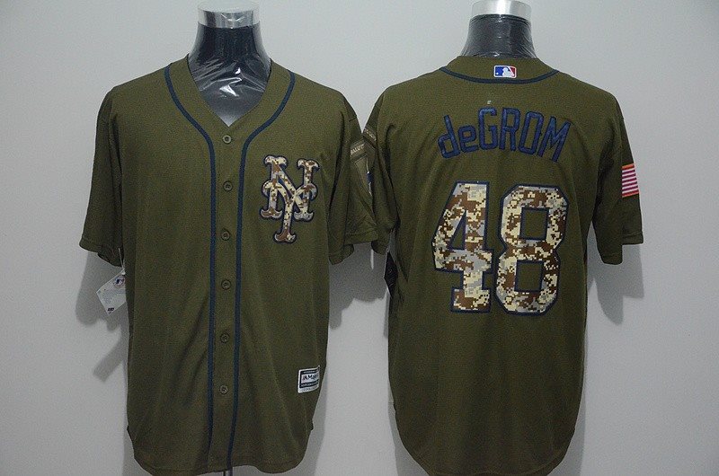 MLB Mets 48 Jacob DeGrom Green Salute to Service Men Jersey