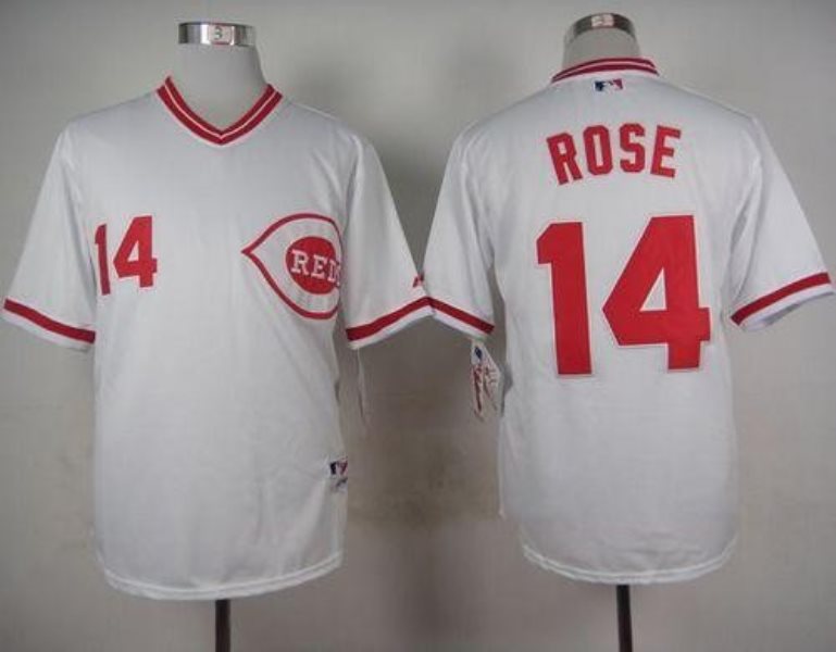 MLB Reds 14 Pete Rose White 1990 Turn Back The Clock Men Jersey