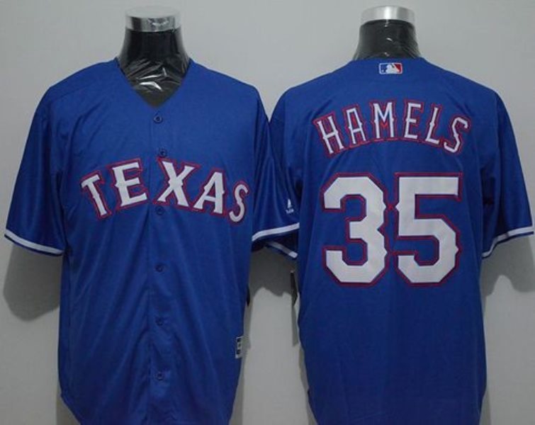 MLB Rangers 35 Cole Hamels Blue New Cool Base Men Jersey