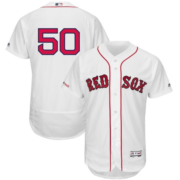 MLB Red Sox 50 Mookie Betts White 150th Patch FlexBase Men Jersey