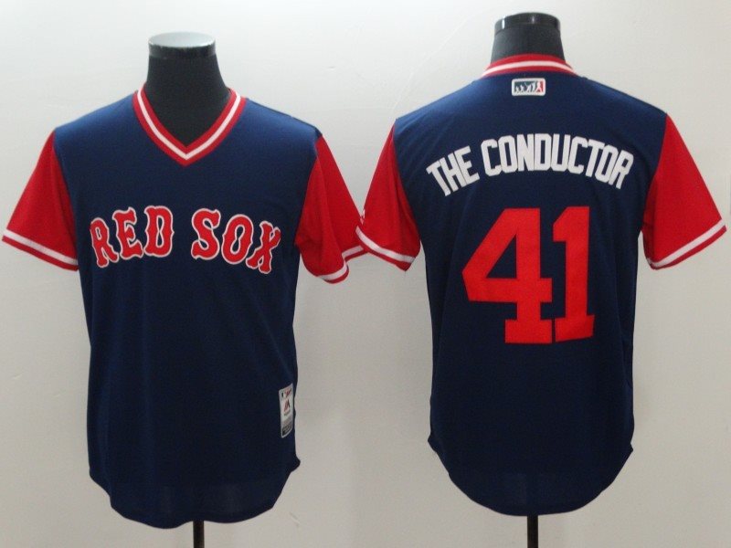 MLB Red Sox 41 Chris Sale The Conductor Navy 2018 Players' Weekend Team Men Jersey