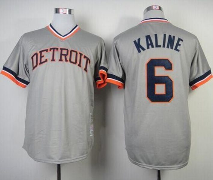 MLB Tigers 6 Al Kaline Grey 1984 Mitchell and Ness Throwback Men Jersey