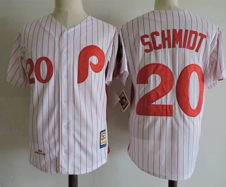 MLB Phillies 20 Mike Schmidt White Cooperstown Collection Men Jersey