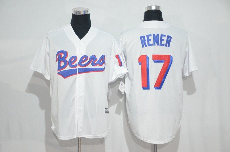 The BASEketball Beers Movie 17 Doug Remer White Button Baseball Jersey
